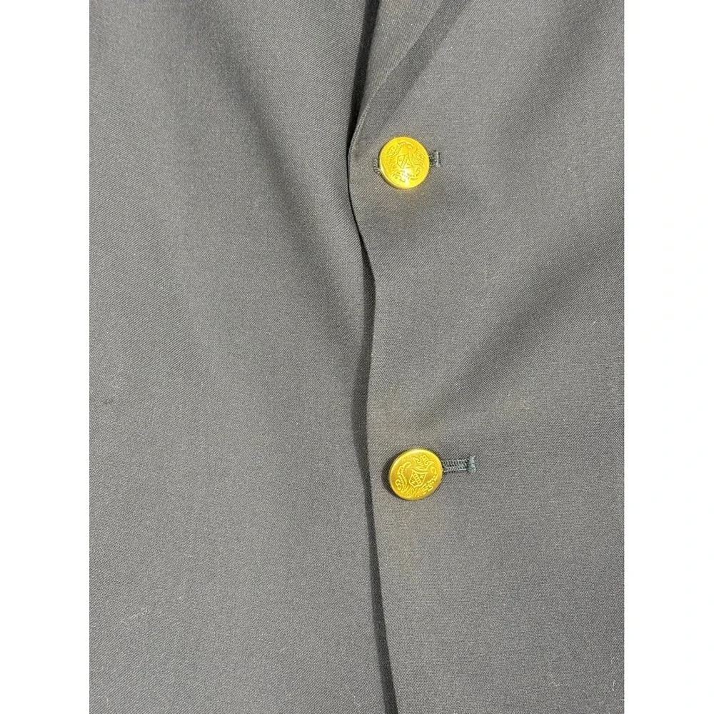 Hart Schaffner Marx‎ Navy Blazer Mens Gold Buttons Made USA Imported Fabric 44R